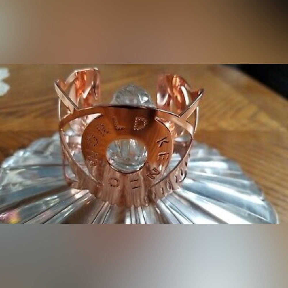KENZO WORLD RARE RETRÒ VINTAGE ROSE GOLD SCULPTURAL DESIGN CUFF BRACELET - Picture 5 of 9